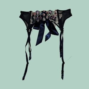 NWT Victoria's Secret Jewel Embroidered Garter Belt